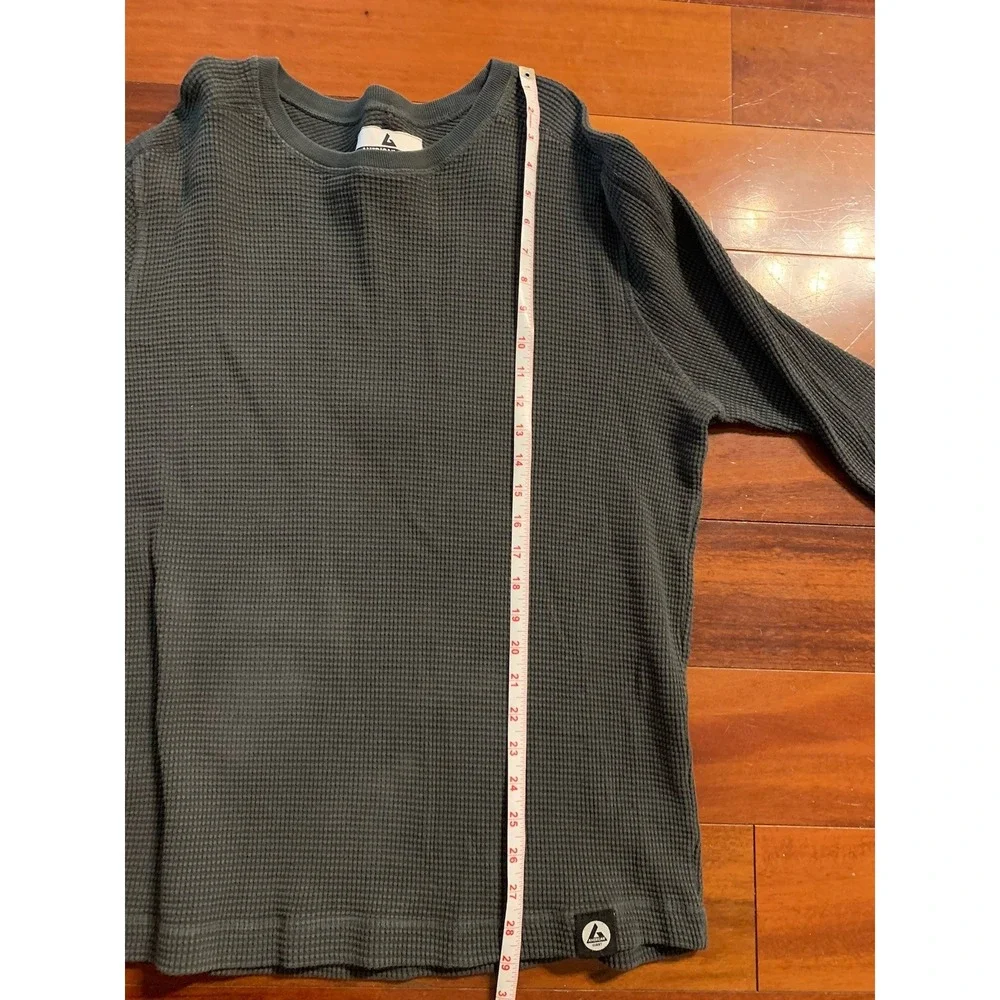 American Giant Shirt Womens XL Gray Heavyweight Waffle Knit Thermal Long Sleeve